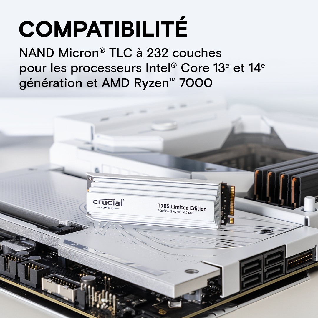 Crucial T705 PCIe 5.0 NVMe M.2 SSD with limited edition white heatsink- view 6