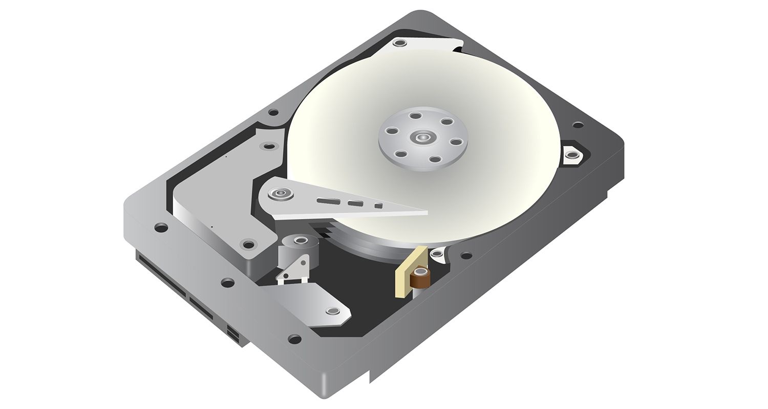 Image vectorielle d’un disque dur (HDD) sur fond blanc