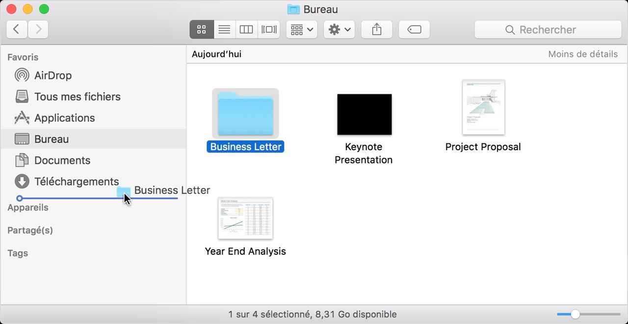 Capture d’écran de la fenêtre contextuelle du dossier Téléchargements sous Mac