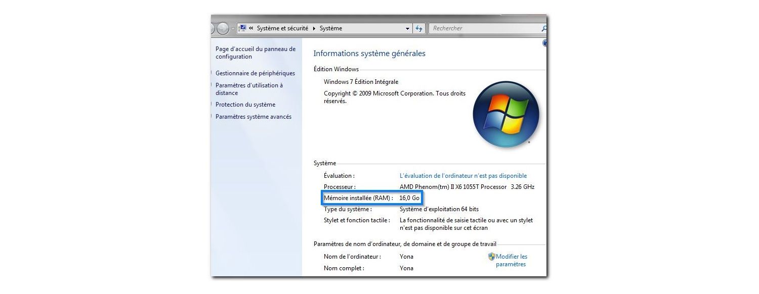 Fenêtre contextuelle Système Windows 7
