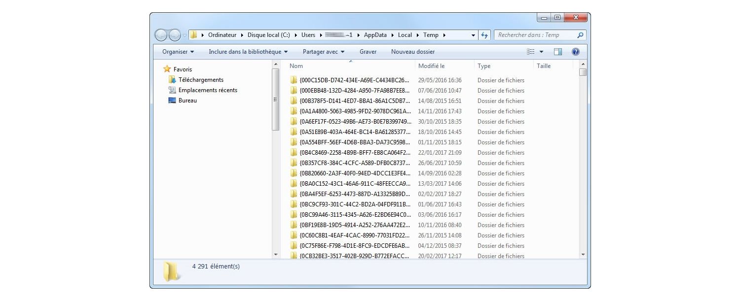 Dossier Temp sous Windows 7