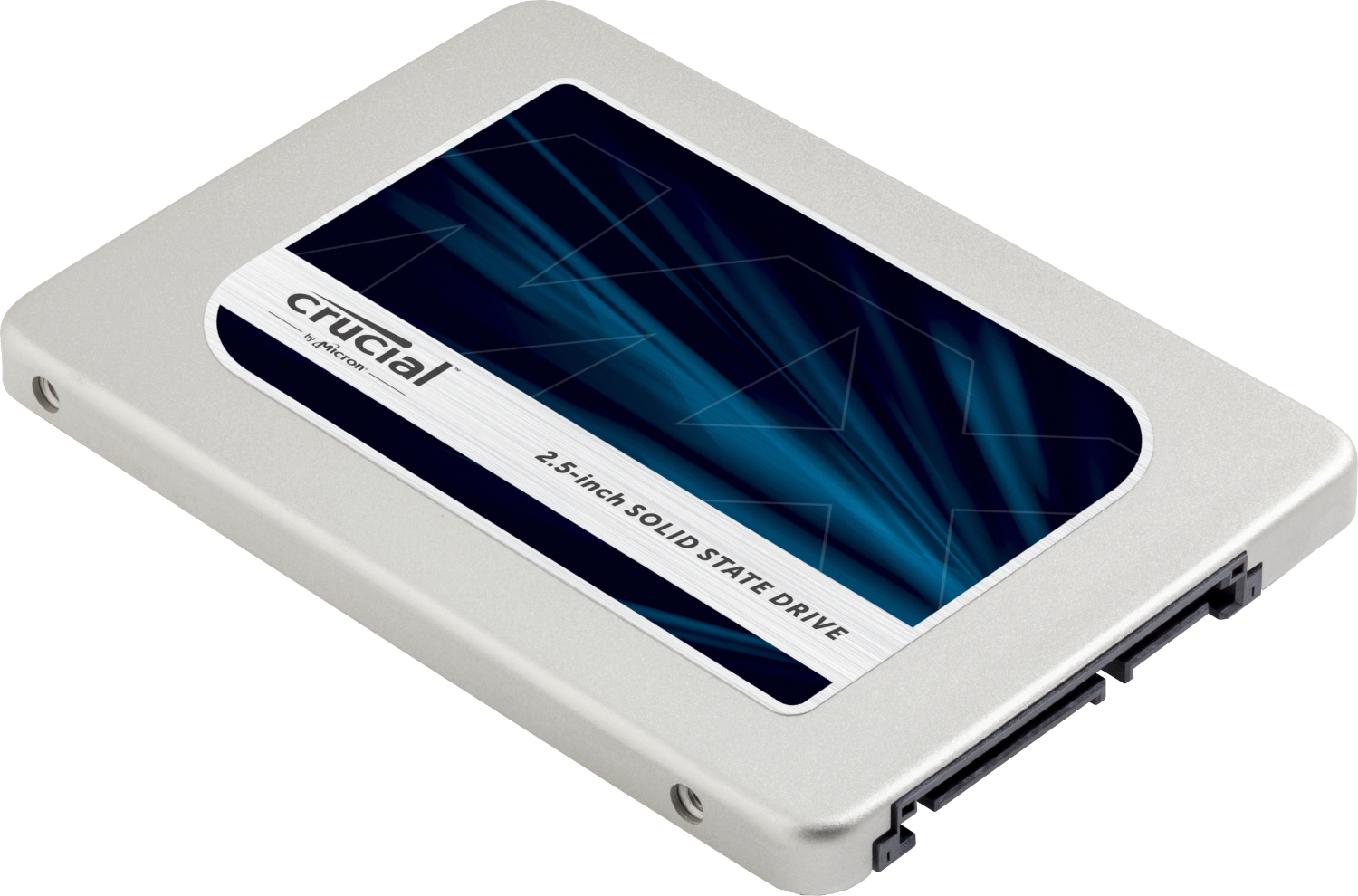 SSD pour ordinateur Crucial seul sur fond blanc